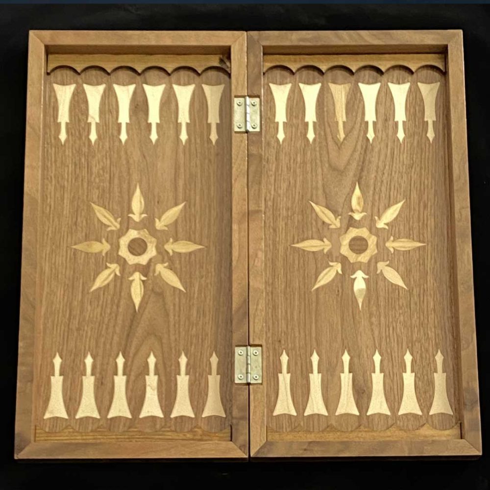 تخته نرد چوبی روکش گردو معرق