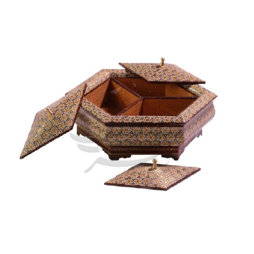 ظروف خاتم کاری اصفهان - شکلات خوری ۳ درب خاتم کاری اعلا