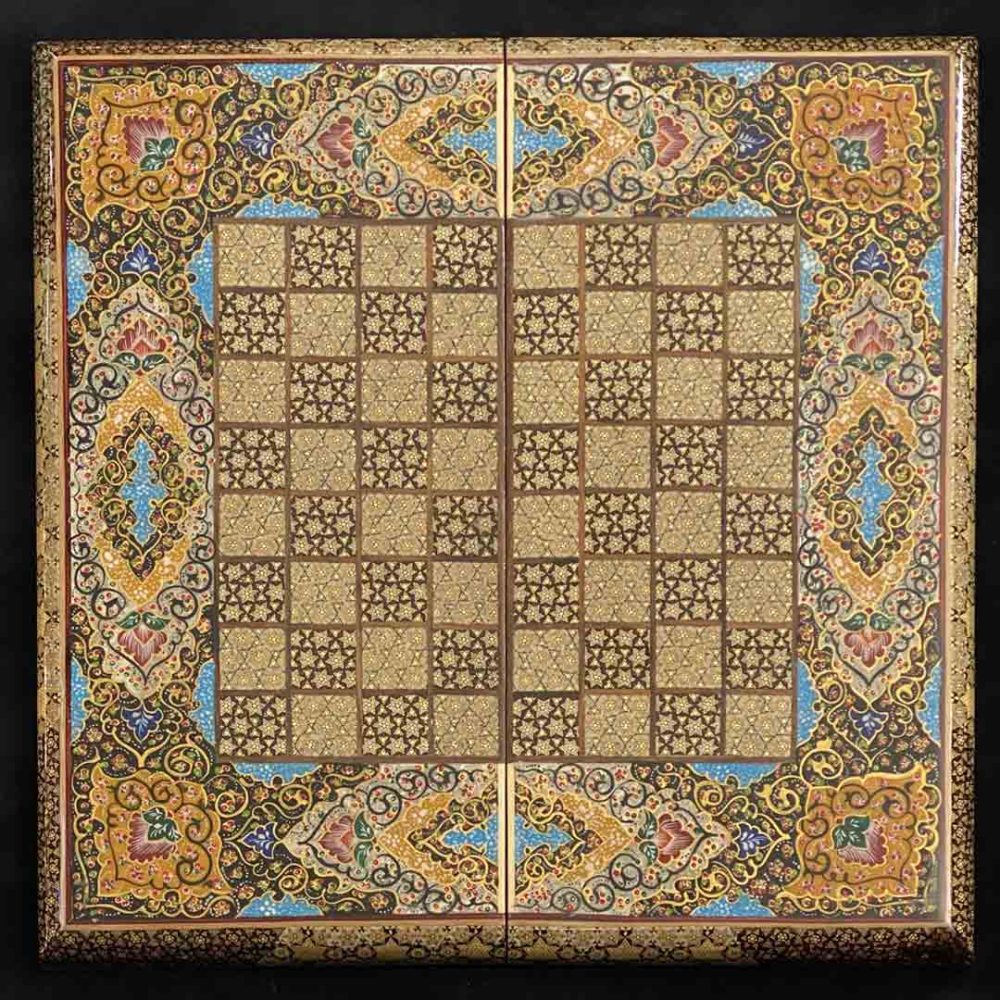 تخته نرد خاتم کاری روی صدف همراه نقاشی فرش