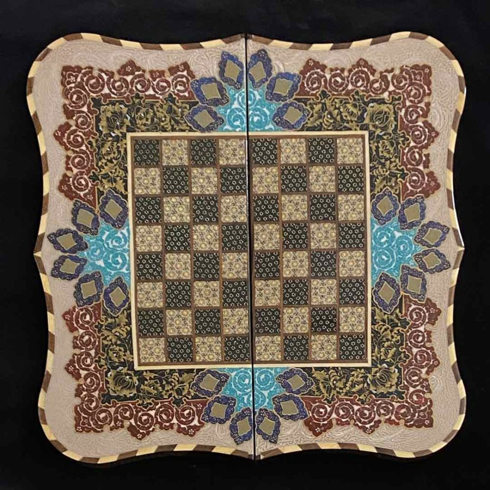 تخته نرد دال بر صدفی نقش تذهیب