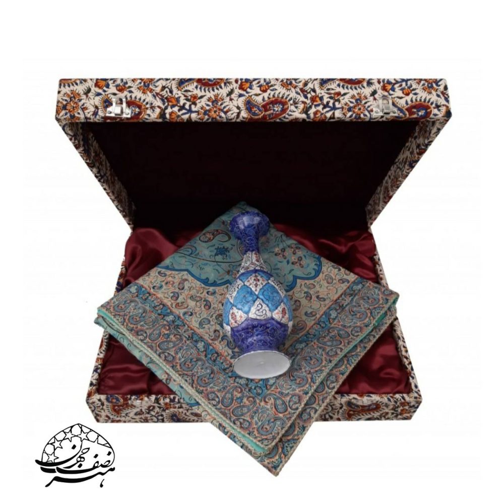 خرید گلدان مینا کاری - ست گلدان مینا همرا ترمه اعلا