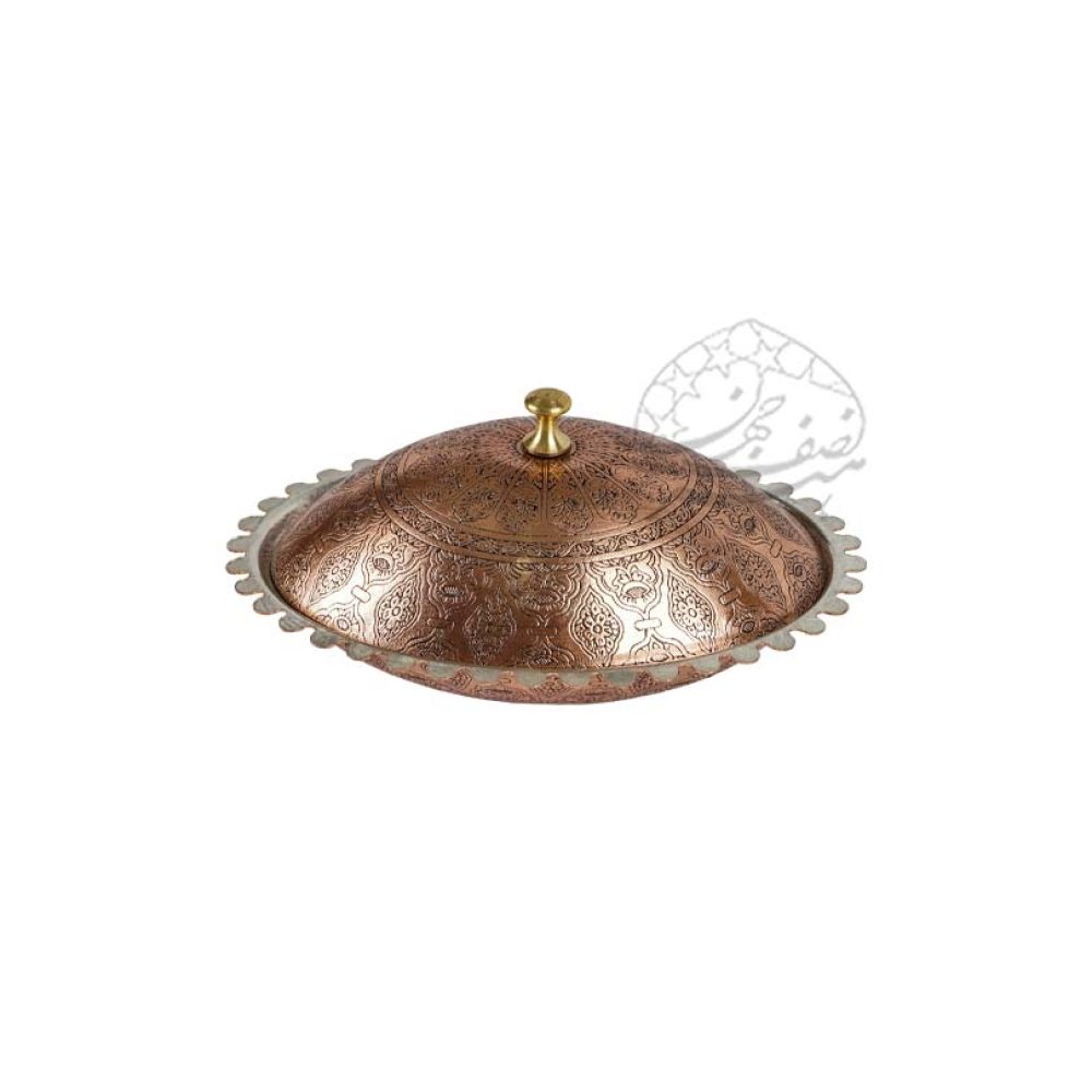 کره خوری درب دار سیاه قلم مسی نانو اعلا