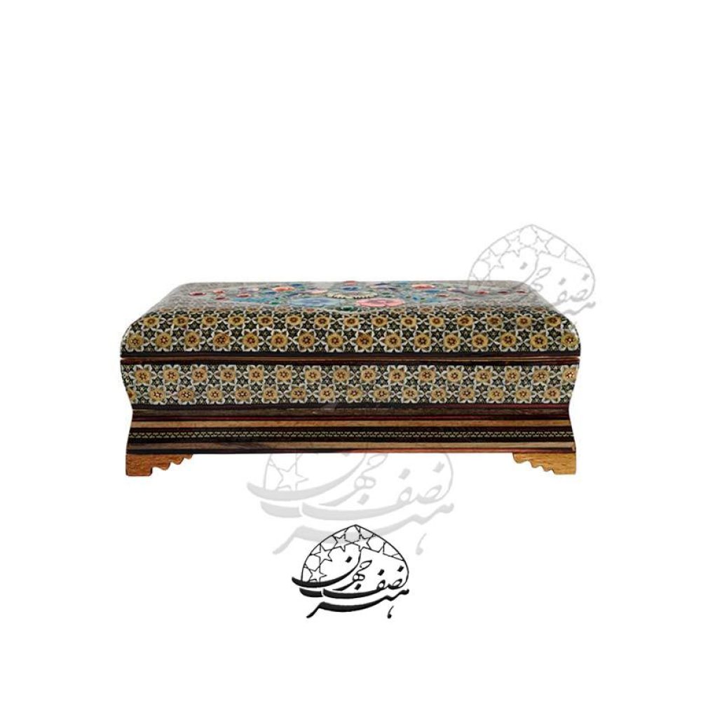 جا قاشقی خاتم و نقاشی گل ومرغ اعلا برجسته سایز محصول 14*26