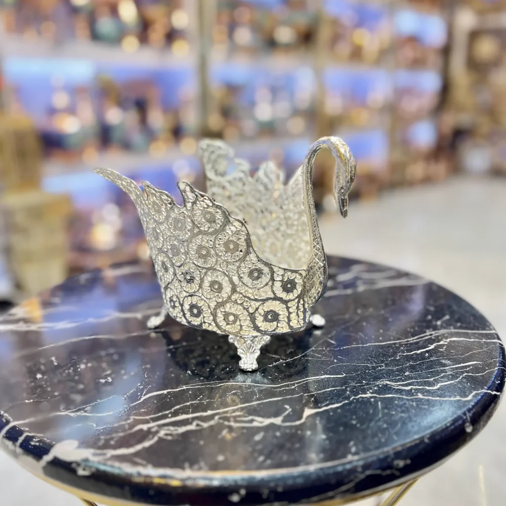 شکلات خوری ملیله کاری روکش نقره - قو شکلات خوری ملیله کاری روکش نقره اعلا