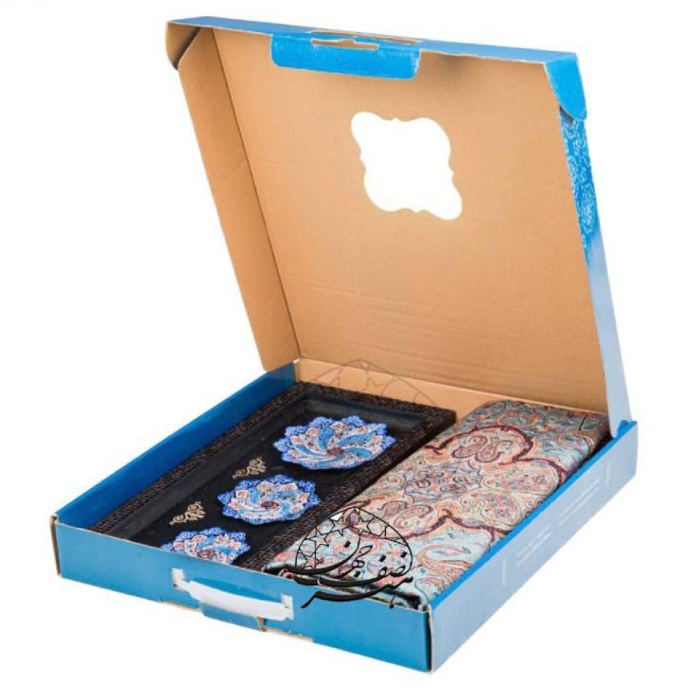 حرید اینترنتی ظروف میناکاری - ست قاب سه تایی مینا کاری همراه با ترمه 1*1 داخل جعبه بسیار زیبا