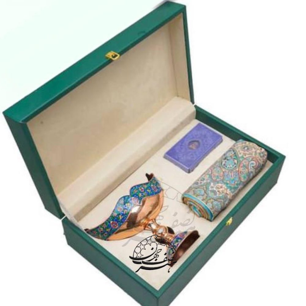 ست کشکول 25cm*25cm همراه ترمه 1*1بسیار زیبا داخل جعبه چرمی